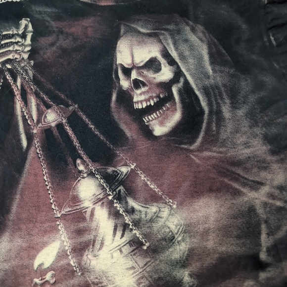 Affliction Vintage Y2K Skull Grim Reaper Black And Red T Shirt Men Size XL - Picture 4 of 9